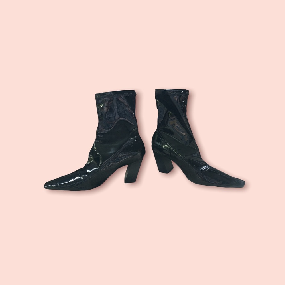 Zara Boots 7.5 Shiny Ankle Boots